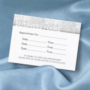 Modern Silver Glitter Beauty Salon Appointment Card