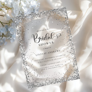Modern Silver Glitter Bridal Shower Acrylic Invitations