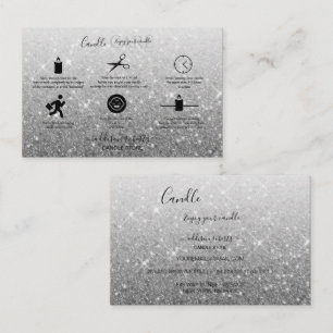 Modern Silver Glitter Candle Care   Business Card