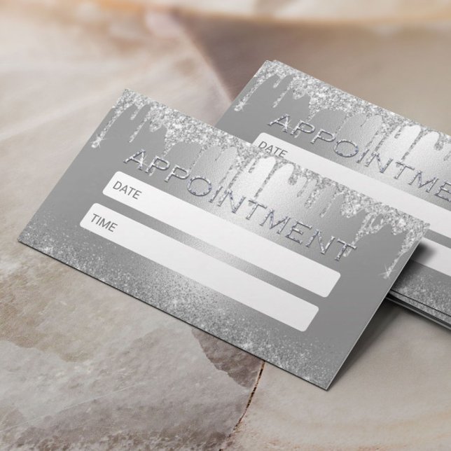 Modern Silver Glitter Drips Salon Spa Appointment (Creator Uploaded)