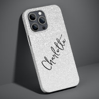 Modern Silver Glitter Girly Chic Personalised Name