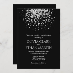 Modern Silver Glitter Night Sky Invitation