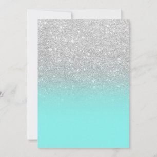 Modern silver glitter ombre teal ocean