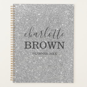 Modern Silver Glitter Personalised Planner