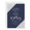 Modern silver glitter typography navy blue wedding