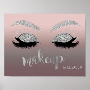 Modern Silver Glittery Lashes , Makeup artist Poster