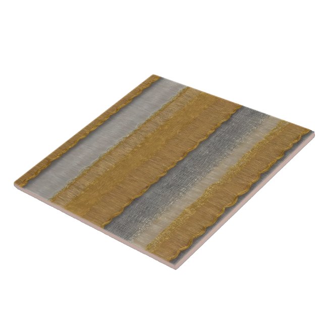 Modern Silver Gold Luxury Linen Texture Collection Ceramic Tile (Side)