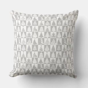Modern Silver Grey Christmas Pattern Cushion