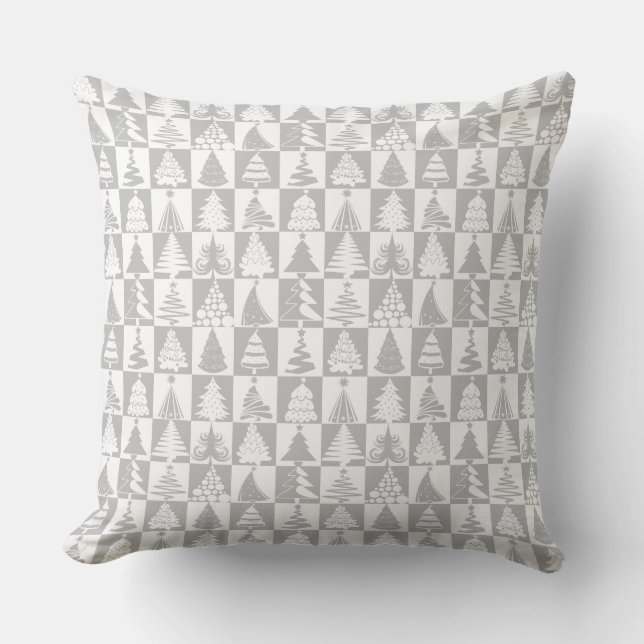 Modern Silver Grey Christmas Pattern Cushion (Front)