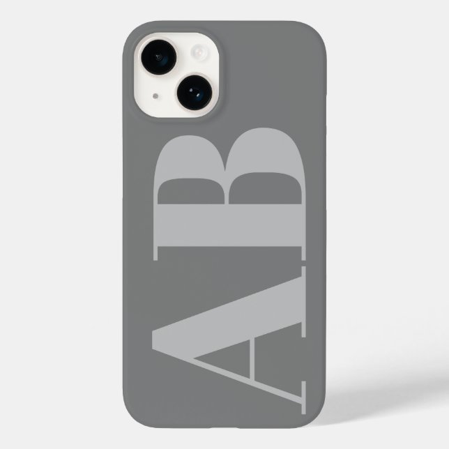 Modern Silver Grey initial minimal contemporary Case-Mate iPhone Case (Back)