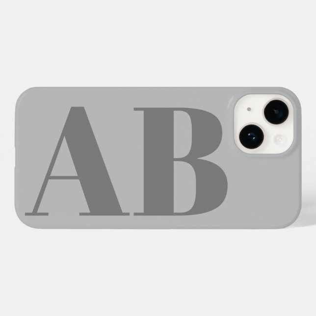 Modern Silver Grey initial minimal contemporary Case-Mate iPhone Case (Back (Horizontal))