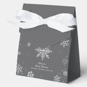 Modern Silver Grey Magical Snowflake Baby Shower  Favour Box