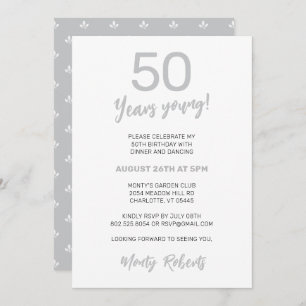 Modern Silver Grey Men's 50th Birthday Party Invitation