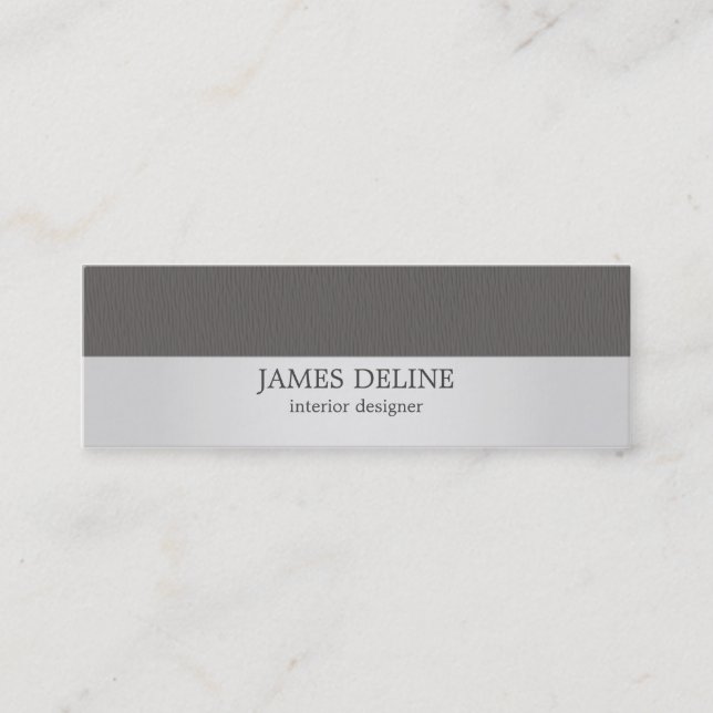 Modern Silver Grey Texture Interior Designer Mini Business Card (Front)