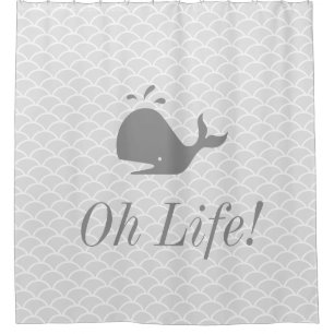 Modern Silver Grey Whale Shower Curtain