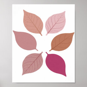 Modern Silver LEAVES OF AUTUMN Design Poster