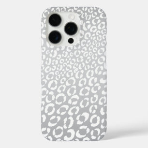 Modern Silver Leopard Spots Animal Print Pattern iPhone 16 Pro Case