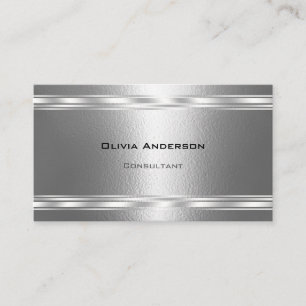 Modern Silver Lines and Texture Business Card