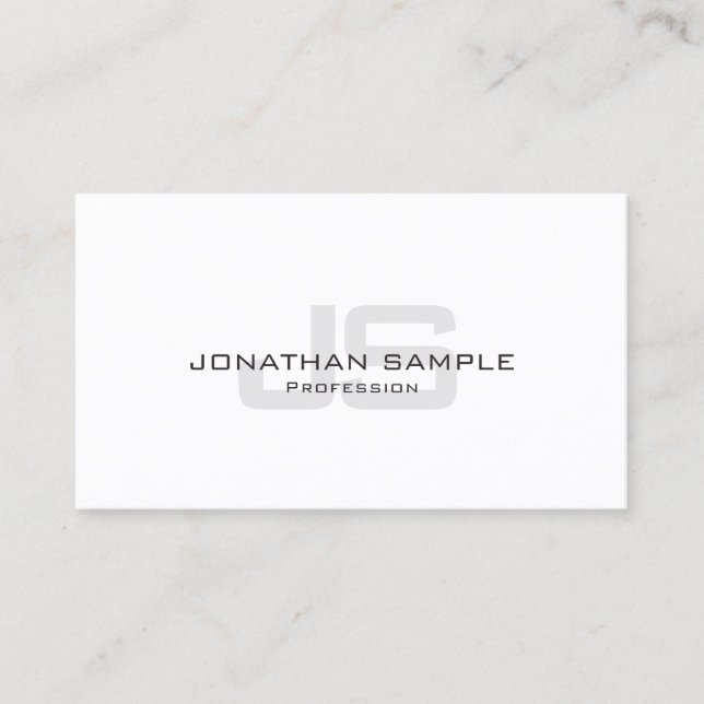 Modern Silver Look Creative Monogrammed Trendy Business Card (Front)