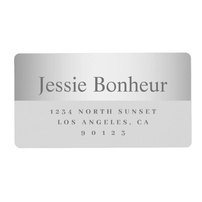 Modern Silver Look Grey Return Address (Front)