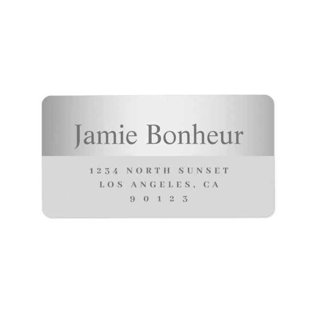Modern Silver Look Grey Return Address Label (Front)