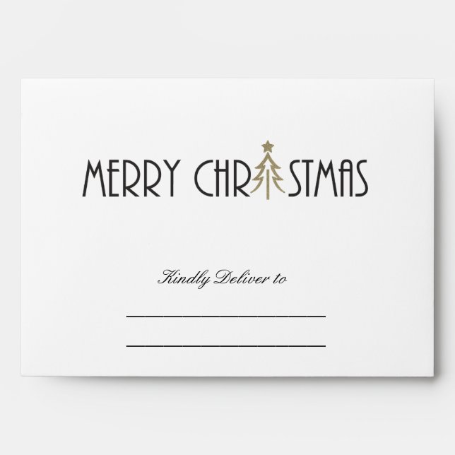 MODERN SILVER MERRY CHRISTMAS DOODLE HOLIDAY ENVELOPE (Front)