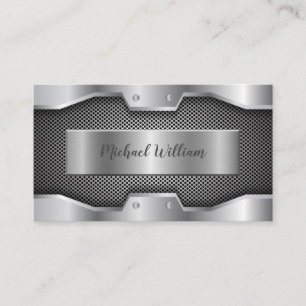 Modern Silver Metal Professional Business Card