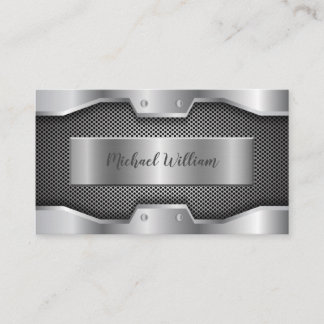 Modern Silver Metal Professional Business Card