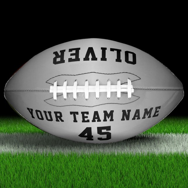 Modern Silver Metallic Player Team Name Number Football (Creator Uploaded)