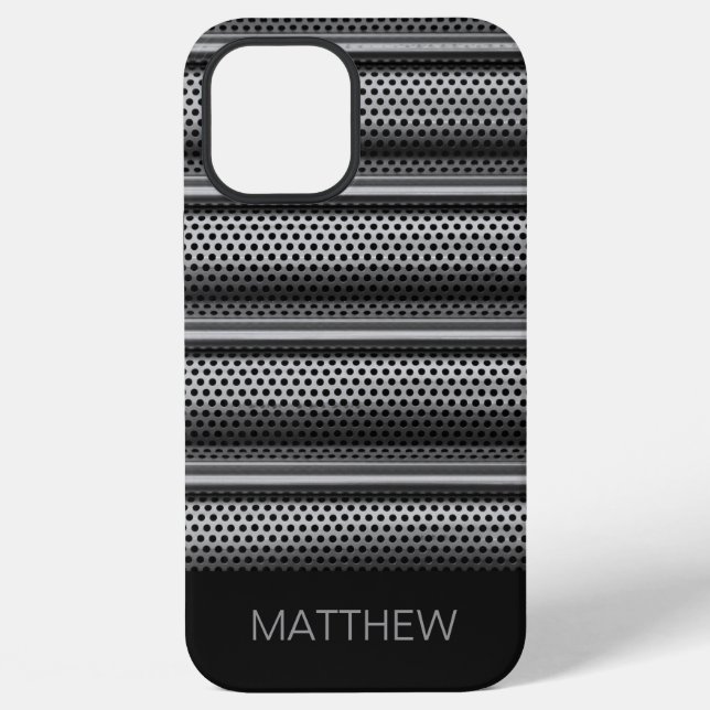 Modern Silver Monogram iPhone Case (Back)