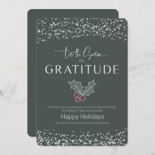 Modern Silver Muted Spruce Green  Business Holiday Invitation