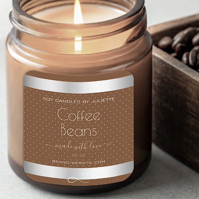 Modern Silver Packaging Labels Brown Coffee Beans (Creator Uploaded)