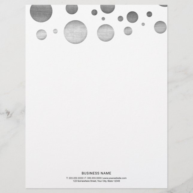 Modern Silver Polka Dots Elegant Custom Letterhead (Front)