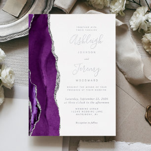 Modern Silver Purple Agate Wedding