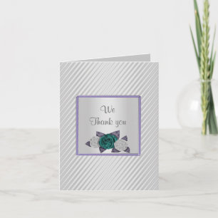 MODERN SILVER RIPPLE THANK YOU CARD PURPLE TRIM