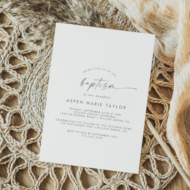Modern Silver Script Baptism Invitation (Creator Uploaded)