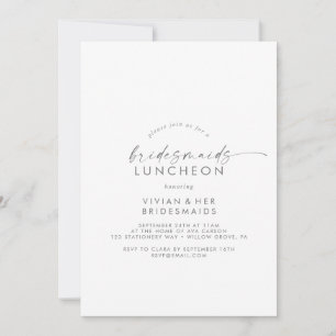 Modern Silver Script Bridesmaids Luncheon Invitation