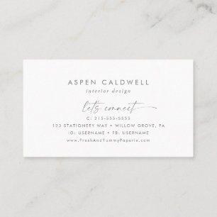 Modern Silver Script Business Card