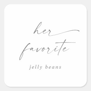 Modern Silver Script Her Favourite Wedding Favour Square Sticker
