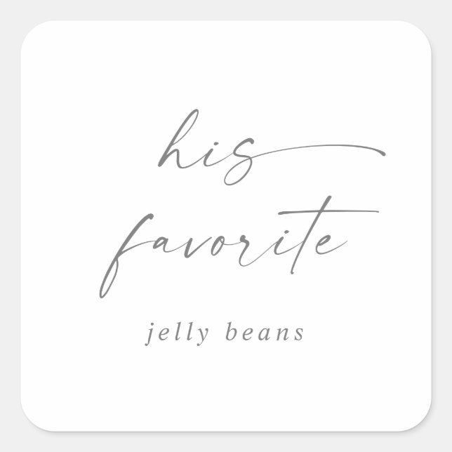 Modern Silver Script His Favourite Wedding Favour Square Sticker (Front)