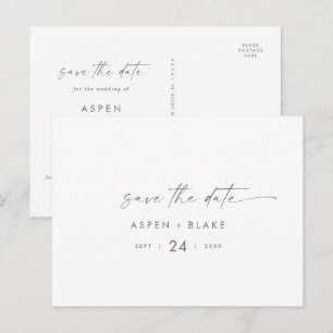 Modern Silver Script Horizontal Save the Date Invitation Postcard