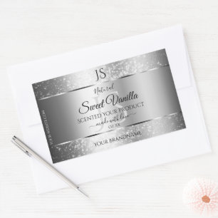 Modern Silver Soft Glitter Monogram Product Labels