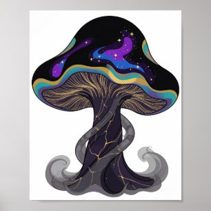 Modern Silver SPACE MUSHROOM Slogan Design Poster