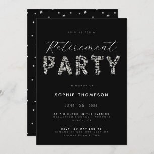 Modern Silver Sparkle Glitter Retirement Party Invitation