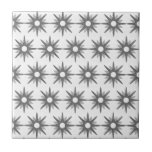 Modern Silver Starburst Pattern Ceramic Tile<br><div class="desc">Modern ceramic tile features a pattern of silver grey starbursts on a white background. Simple, clean modern design. Create your own custom pattern by uploading a new image, or use the "contact this designer" button for help. To create your own patterned design: 1. Select personalise this template. 2. Replace image...</div>