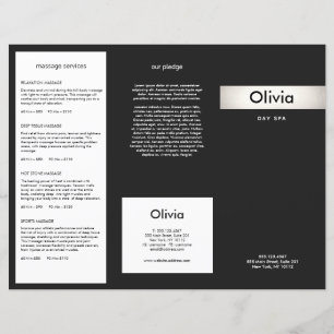 Modern Silver Stripe Hair Salon Tri-Fold Brochure