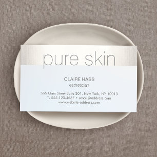 Modern Silver Stripe Light Blue Aesthetician Spa Business Card