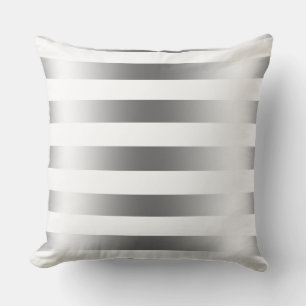 Modern Silver Stripes White Background Cushion