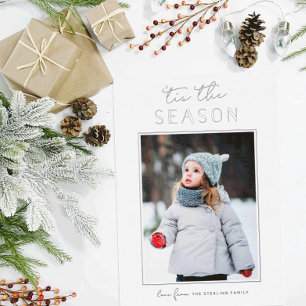 Modern Silver Tis the Season Holiday Foil Photo