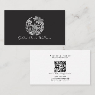 Modern Silver Turtle Wellness Spa Esthetician Business Card
